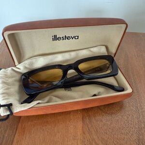 Illesteva Black Frame Sunglasses with Amber Lenses